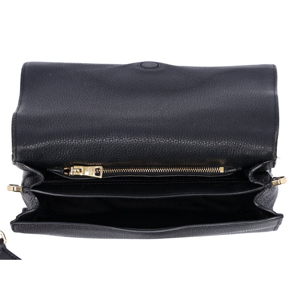 PRADA Vitello Daino Flap Crossbody Bag Black Leather - Picture 6 of 11